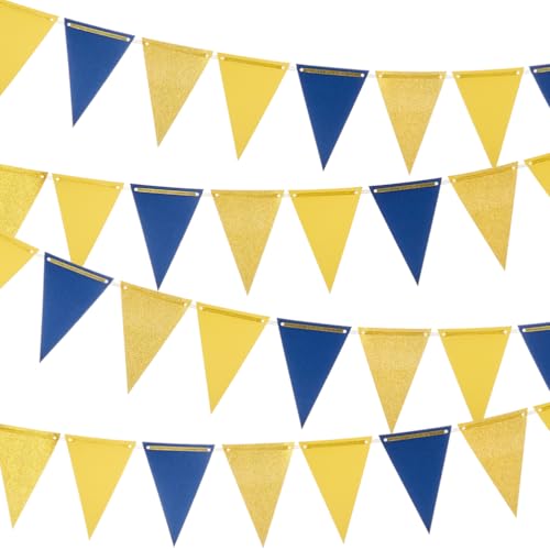 MOWO Gold Blue and Yellow Pennant Banner
