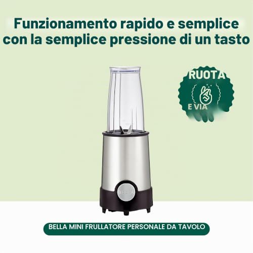 bella Mini Frullatore Elettrico Portatile Rocket in Acciaio Inossidabile, Set da 12 Pezzi, Mixer e Tritatutto per Smoothies, Frullati e Salse, 240 Watt, Nero - Immagine 1