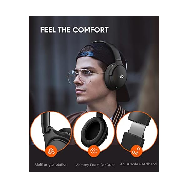 INFURTURE Active Noise Cancelling Headphones, H1 Wireless Over Ear Bluetooth Headphones, Deep Bass Headset, Low Latency, Memory Foam Ear Cups,40H Playtime - Image 6