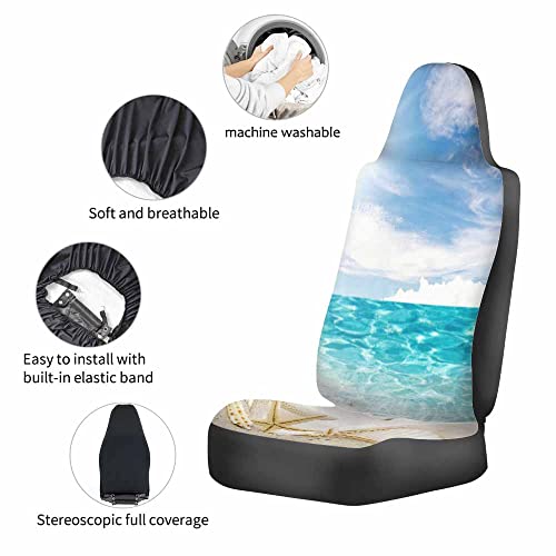 Pehede Seat Covers For Suv Relax Summer Beach Starfish Shells Sand Durable Car Seat Protectors,Interior Covers For Auto Truck Van Suv 2 Pcs #TOP3