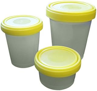 Globe Scientific 6542 Polypropylene Extra Large Capacity Histology Container with Polyethylene Yellow Separate Screw Cap, 500mL Capacity (Case of 100)
