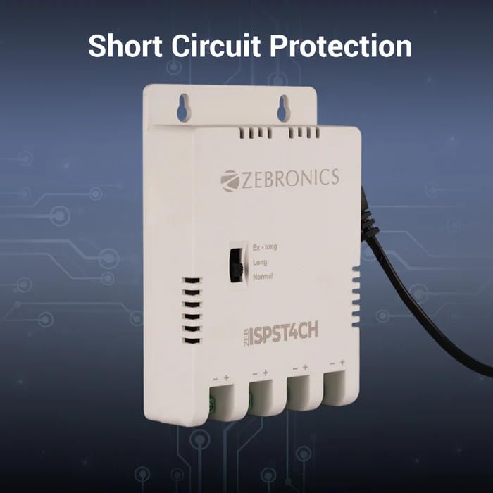 Image of ZEBRONICS 4 Channel CCTV Power Supply SMPS, 12V SMPS Adapter with LED Indicators, Overload, Over Voltage and Short Circuit Protection, for CCTV Camera, ISPST4CH