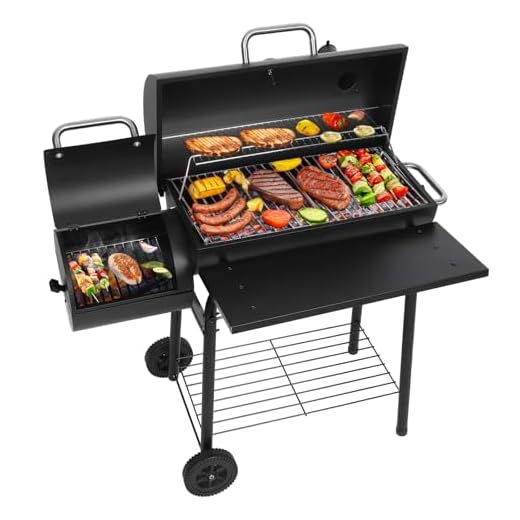 Realcook Charcoal Grills with Offest Smokers: Spacious Barrel Charcoal BBQ Grill | Barbecue Smoker Grill Combo for Outdoor Backyard Patio Camping Picnic and Party