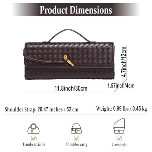 Evening Woven Handbag for Women Casual Fashion Crossbody Bags Vegan Leather Shoulder Handbag for Cocktail Party, Work3