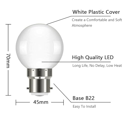 Ampoule LED B22 non dimmable 3000K lot de 20 plastique résistant