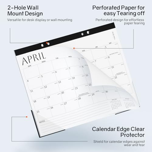 Image of SUNEE Desk Calendar 2026-2027, 14.5 inch x 11.5 inch, 18-Month Monthly Desk Calendar from Jul. 2026 - Dec. 2027, Academic Desk Calendar for Teacher, School, White
