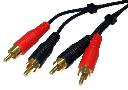 World of Data 2m TWIN PHONO RCA Cable - 24k Gold - Male to Male - Left & Right Audio - Stereo - 2RCA - 2xRCA