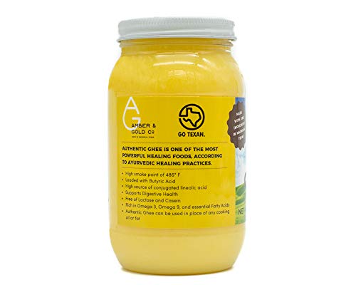 Amber & Gold - Authentic Ghee - Keto, Paleo & Gluten Free Friendly Food - Great for Healthy Snacks, Toast, Crackers, Pasta, Coffee Creamer & Cooking - 16oz - Thumbnail 2