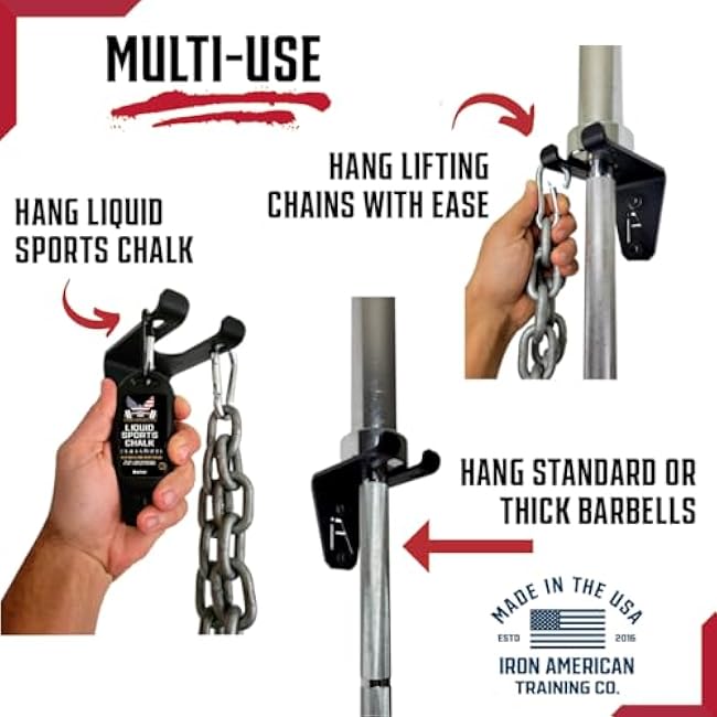 IRON AMERICAN Alpha Barbell Gym Wall Mount Storage 100+ Pound Capacity - Multi-Use Barbell Wall Holder, Barbell Hanger 4.25 x 6.75 x 7.25 Inches - Holds Any Standard Olympic Barbell - Hardware Included