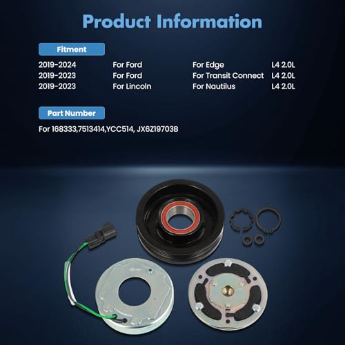 Image of ECCPP AC Compressor Clutch 2019-2024 for Ford Edge for Transit Connect 2.0L