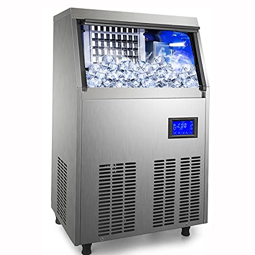 Eiswürfelbereiter mit Wasserablaufpumpe 33LBS Aufbewahrung Edelstahl Intelligenter Touchscreen Automatische Reinigung…