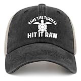 Save The Turtles hit it raw Trucker Hat Men Trendy Mesh Cap for Summer Black
