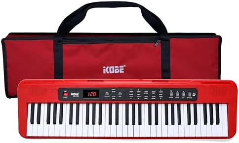Kit Teclado Arranjador Kobe KB-150 RD Vermelho 5/8 61 Teclas Com ...