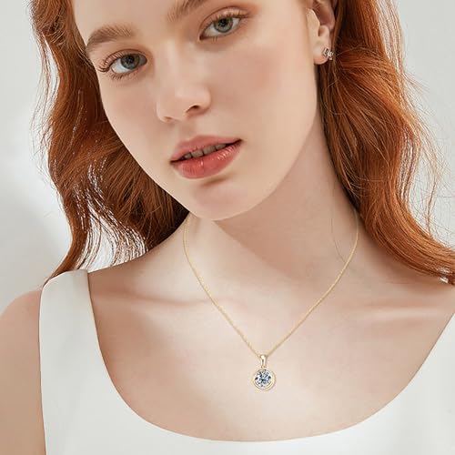 Classic 2 Carat Round Cut Diamond Pendant Necklace in Sterling Silver, Bezel-Set White Diamond, Diamond Jewelry for Women - Image 4