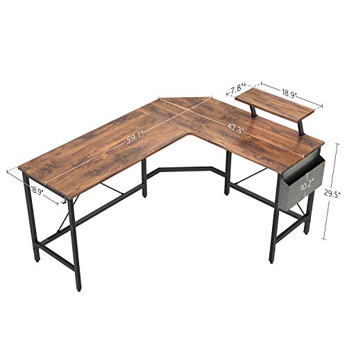 Image of Cubiker Multi-Purpose Height-Adjustable Lapdesk, Study Table, Portable, with Docking for Tablet, Room Work, Ideal for Work from Home, DIY Table, Easy to Assemble (59.1 inch x 47.3, Dark Rustic)