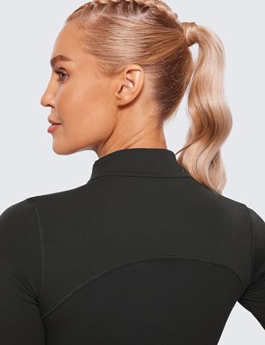 CRZ YOGA Womens Butterluxe Mock Turtleneck Long Sleeves Crop Tops Slim Fit Workout Casual T-Shirt Base Layer Fall Shirts4