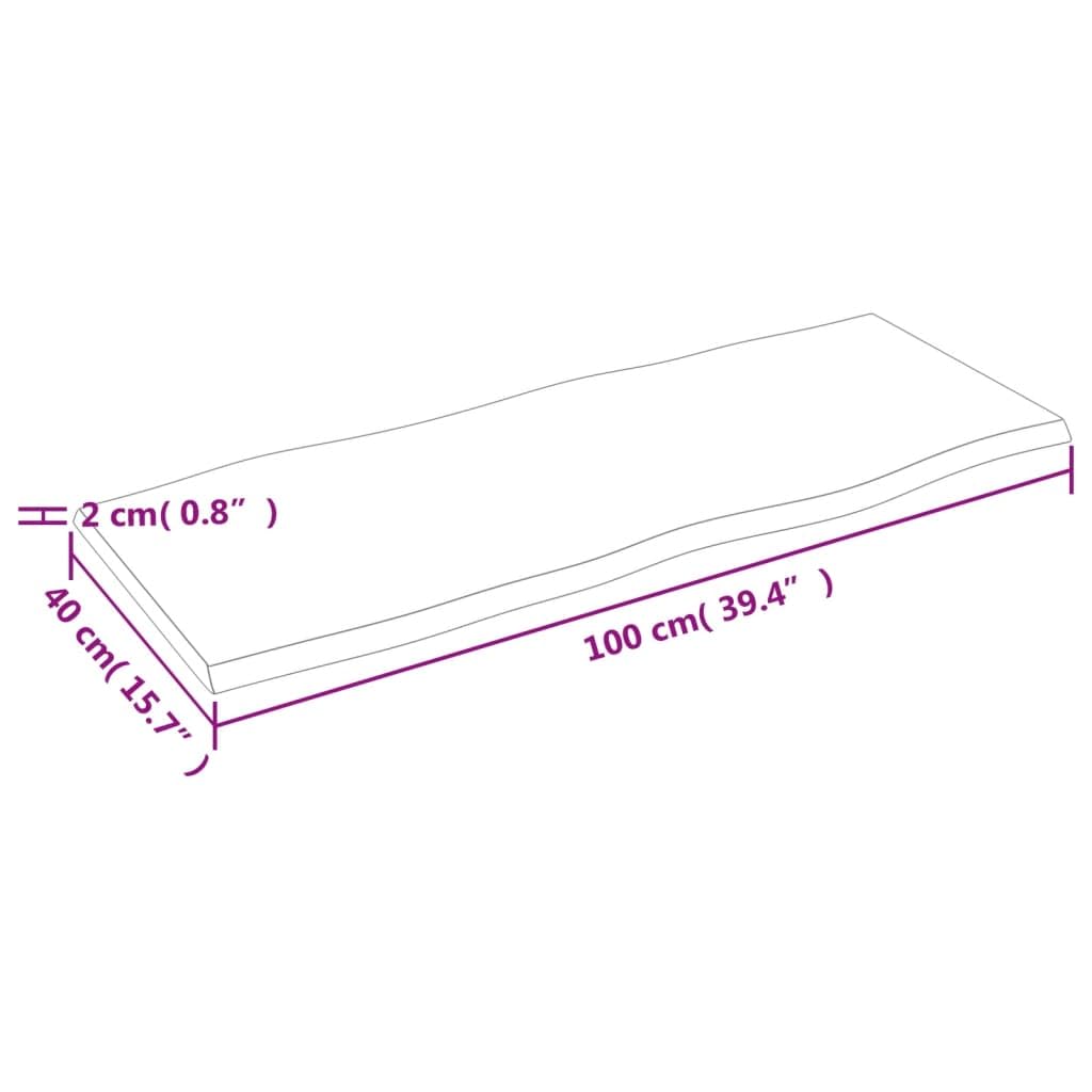 vidaXL Blat stołu, 100x40x2 cm, surowy, lity dąb z naturalną krawędzią, blat drewniany, blat biurkowy, blat do stolika, blat z drewna, blaty do biurek