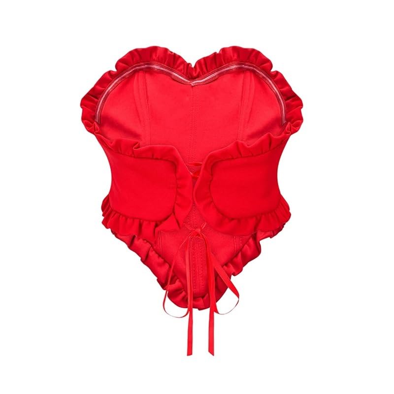 Corsetto rosso con cerniera Overbust Steampunk Top bustier