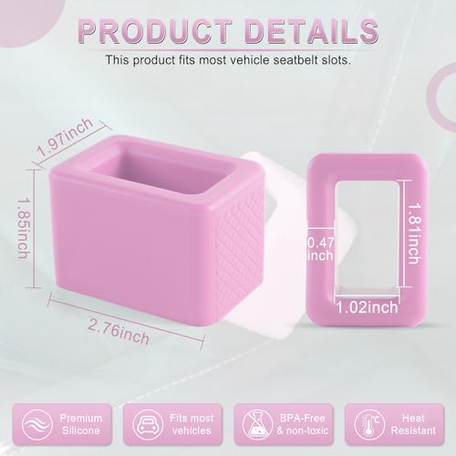 Image of Amiss 2PCS Seat Belt Buckle Holder, Universal Silicone Rear Seat Belt Booster & Fixer for Easy Access, Keeping Receptacle Upright, Car Interior Accessories-Fits Most Cars (Pink)