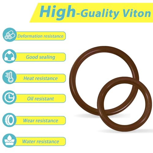 Image of XBVV 386 PCS 30 Sizes Metric Viton O-Ring Assortment Kit for Various Chemicals, Cylinders, Hydraulic,Automotive and Plumbing Pressure Washer O Ring Repairs 75A Durometer