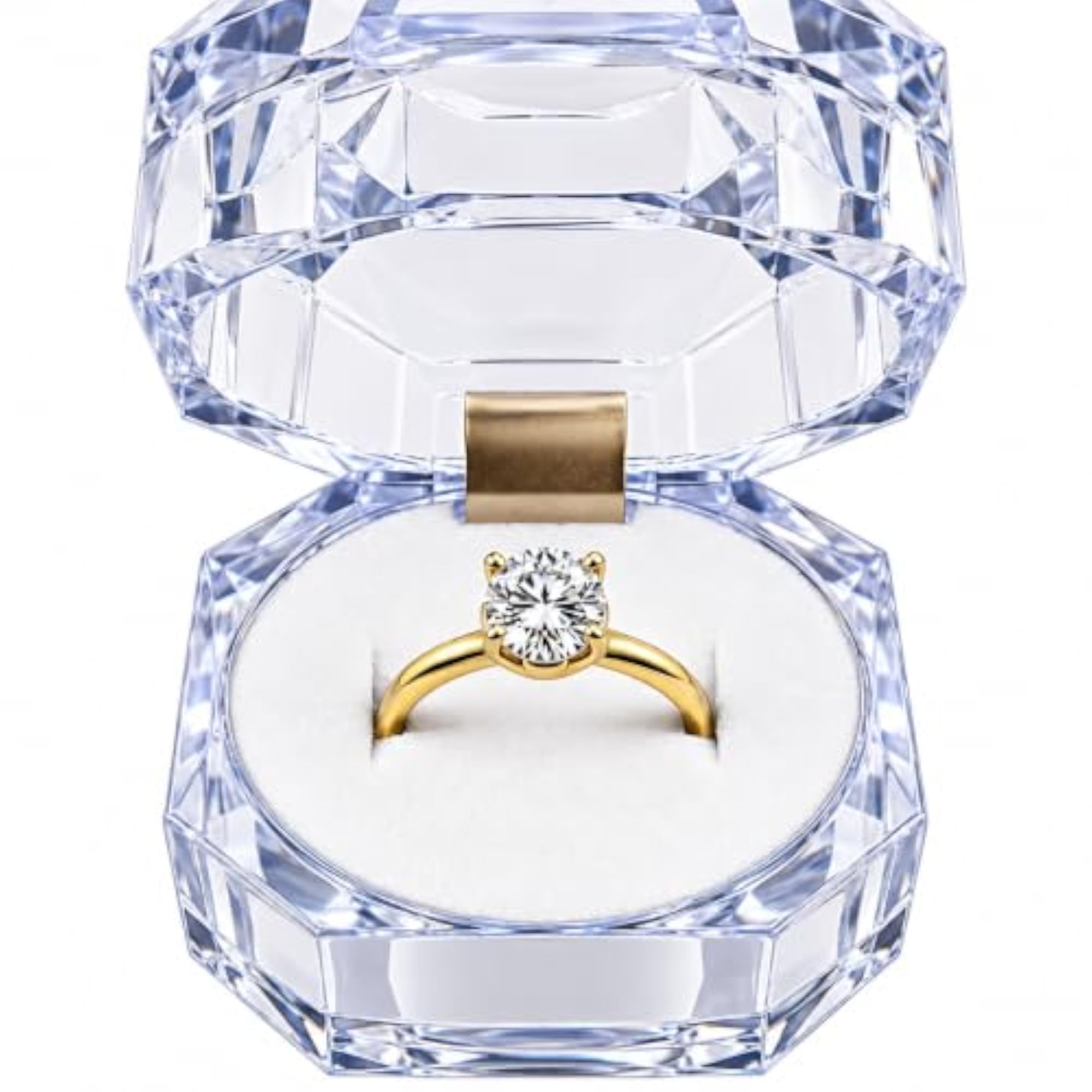 Beauty Tool Crystal Ring Box Transparent Storage Box Pack of 2