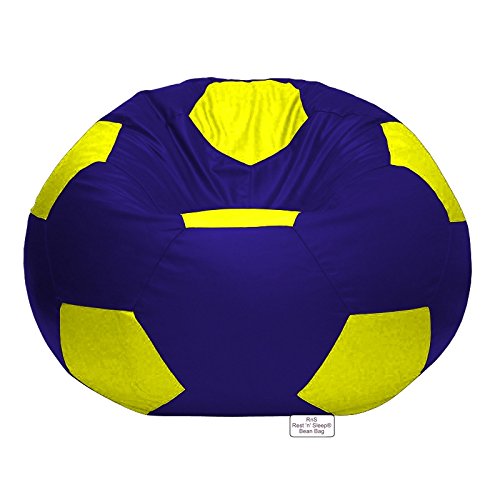 Image of RnS Rest 'n' Sleep - Bean Bag Football Chair Filled with Beans, with 1 Year Warranty (Yellow /Royal Blue, XXXL)