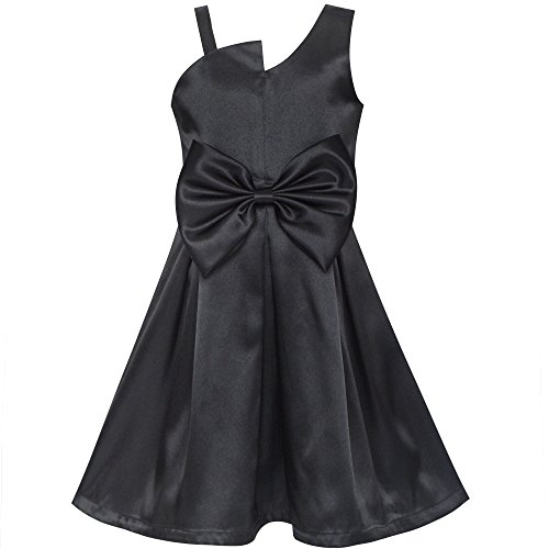 Sunny Fashion Girls Dress Satin Bow Tie One-Shoulder Party Size 6-124
