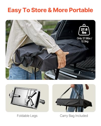 VEVOR Multi-fuel Outdoor Pizza Oven, 12-inch Gas & Wood Fired Pizza Maker with Auto Rotatable Stone, Portable Pizza Ovens for Outside Backyard Camp, Carry Cover, Shovel, CSA Certified, Black