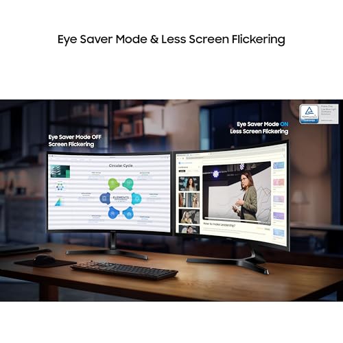 Image of Samsung 27 inch (68.5cm) 100Hz Curved Monitor|1800R Curved Screen|100Hz|4ms|SRGB 95%|Ports-HDMI,D-Sub,Headphone|Game Mode|EyeSaver Mode|16.7M Color Support|Flicker Free|Off Timer Plus|LS27D368GAWXXL|Black