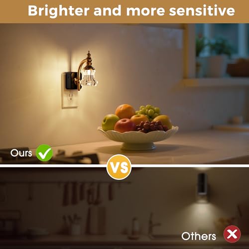 Image of L LOHAS LED Night Lights Plug into Wall, 3000K Soft White LED, Flower Night Lights with Dusk to Dawn Sensor, 0-100lm Adjustable Brightness, for Hallway Bedroom Stairway