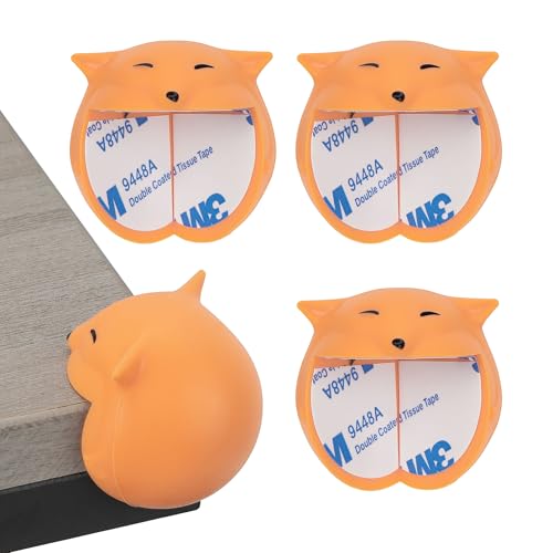 Image of Large Corner Protectors for Furniture, Adhesive Corner Guards, Cute Fox Shape Decorative Silicone Corner Guards Corner Protector for Table, Desk, Bookshelf, Bed Frame (Orange, 4 Pcs)