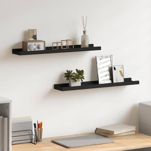 EDNRSOG Frame Ledge Shelf Set of 2 Black MDF 23.6