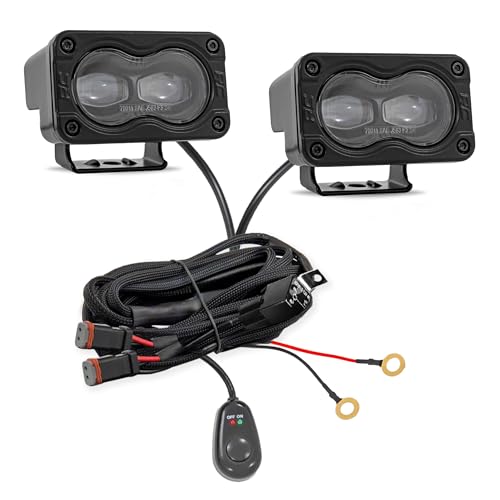 Rough Country Slim SAE LED Fog Lights 3" x 1.75" - Street Legal Fog Light Kit, Swivel Mount, IP67 Waterproof, White