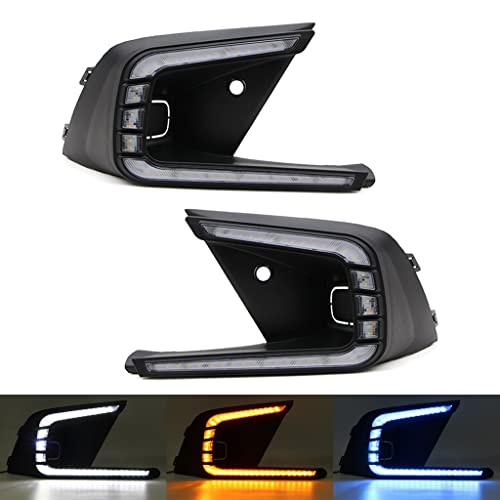 Dreamseek 3 Color LED DRL for Honda Civic 2022 11th Gen Daytime Running Light Fog Lamp Bezel with Dynamic Sequential Turn Signal (Radar Hole Reserved)