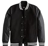 Hollister California Kapuzenpullover schwarz Bomberjacke Kunstleder Ärmel gestreift Besätze Herren Größe L, Schwarz