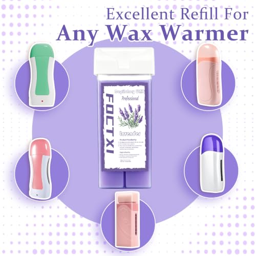 Image of Wax Roller Kit Wax Cartridge, Roll On Wax for Hair Removal, Roll on Wax, 4 Lavender Hair Removal Wax Cartridge and 10 Pack Cleaning Oil Wipes for Women