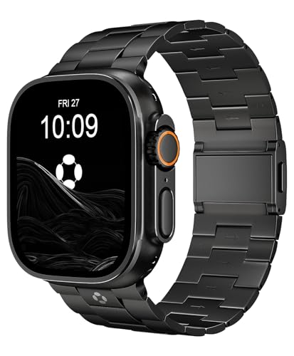 Image of Titanium Watch Band Compatible with Apple Watch Ultra 3 & Ultra 2 1 49mm - 26mm Wide-Body Metal Apple Watch Ultra Band with Scratch Resistant DLC Coating for men - CRNS01 Business Series