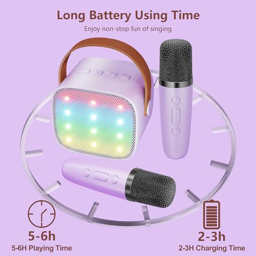 BONAOK Karaoke Mikrofon Kinder, Bluetooth Karaokemaschinen für Kinder Erwachsene, Karaoke-Player Mikrofon zum Aufladen, Kinder Karaoke Maschine(Lila)