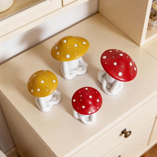 Décorations de paysage avec figurines de champignons en résine de jardin
