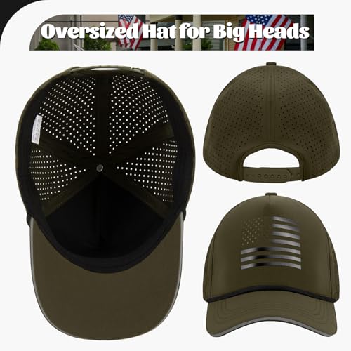 Image of Mens Oversize XL XXL American Flag Trucker Hat, 250 Anniversary USA Hat Waterproof Quick Dry Mesh Cap for Big Heads