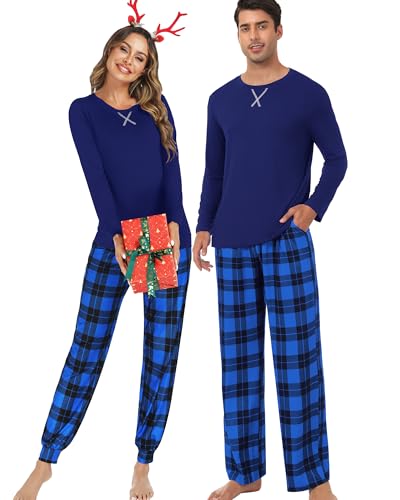 Christmas Pajamas Set Holiday Loungewear Soft Buffalo Plaid Pajama Pants Festival Party For Couple & Family Pj Sets