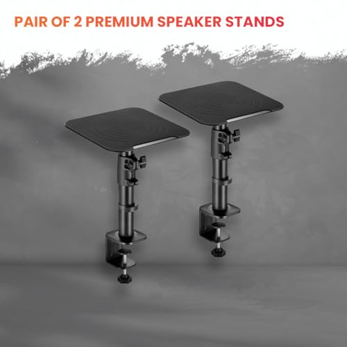 Audio Array AA-21 Desktop Mount Speaker Stands | 15KG Capacity | Height, Tilt & Rotation Adjustable | Smart Cable Management | for Sound Editing, Gaming, Music Production | Black (Set of 2) Audio Array AA-21 Desktop Mount Speaker Stands | 15KG Capacity | Height, Tilt & Rotation Adjustable | Smart Cable Management | for Sound Editing, Gaming, Music Production | Black (Set of 2)