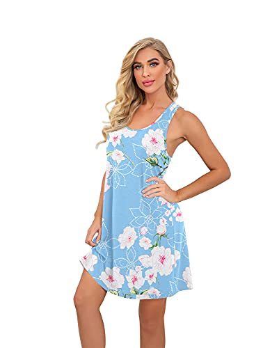 Prinstory Women Sleeveless Nightgowns Racerback Sleepdress Cotton Sleepwear For Women #TOP2