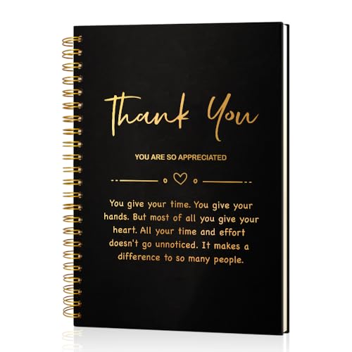 Msticey Thank You You Are So Appreciate 160 Blank Pages Gold Foil Hardcover Spiral Notebook, Thank...