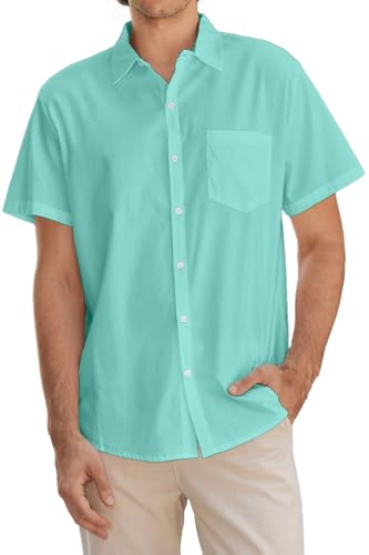 Image of SANGTREE Summer Button Down Shirts Cottn Tops for Men Women Boy Girl