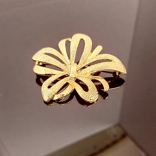 Image of Gold Brooches for Women Ladies Yellow Broach Flower Bow Rhinestone Lapel Pins Blazer Dress Denim Jacket Accessories