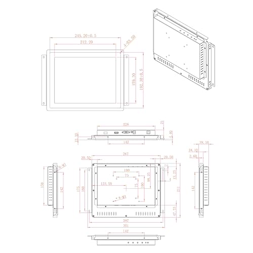 Image of VSDISPLAY 10.4'' 1024x768 Industrial Touch Monitor IP65 Front Waterproof | Embedded LCD Display, 4:3 Aspect Ratio,10-Point Capacitive Touch, with H /D VGA Interface for Industrial Outdoor Kiosk Use