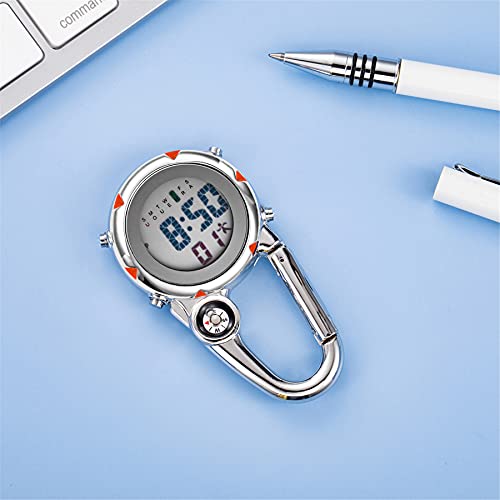 Image of JewelryWe Men Women Digital Clip Watch Mini Microlight Backpack Buckle Belt fob Watches for Rock Climbing Doctors Nurses Chefs for Mother's Day