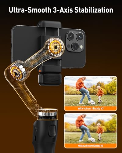 Image of hohem iSteady V3 Gimbal Stabilizer for iPhone, 3-Axis Phone Gimbal, Magnetic AI Tracker, Built-in Extendable Rod & Tripod, Detachable Remote Control, Stabilizer for Travel, Vlog, TikTok, Black