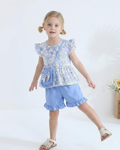 Image of Weebaby Toddler Girl Clothes Baby Summer Outfits Sleeveless Halter Top Ruffle Short Set Cute Kids Clothes Girls